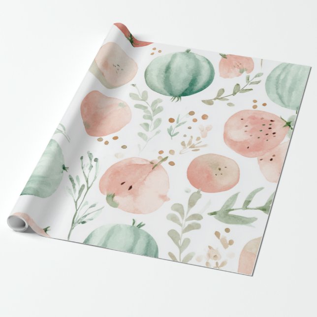 Watermelon Cute Colourful Pink Green Wrapping Paper (Unrolled)