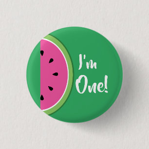 Watermelon Cute Kids 1st Birthday Button Pin