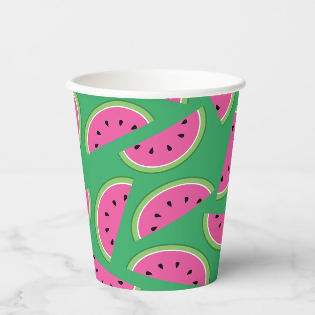 Watermelon Cute Kids 1st Birthday Paper Cups (Front)