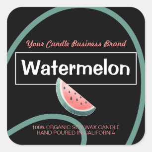 Watermelon Cute Style Modern Candles Labels Black