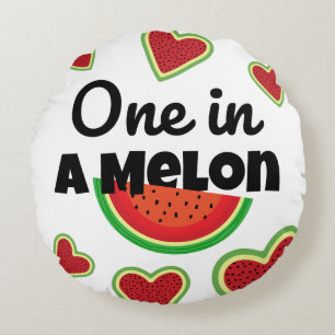 Watermelon Delight: One in a Melon Round Pillow