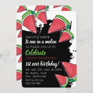 Watermelon Design, One in a Melon, 1st Birthday Invitation