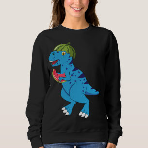 Watermelon Dinosaur T Rex Summer Fruit Art Dino Lo Sweatshirt