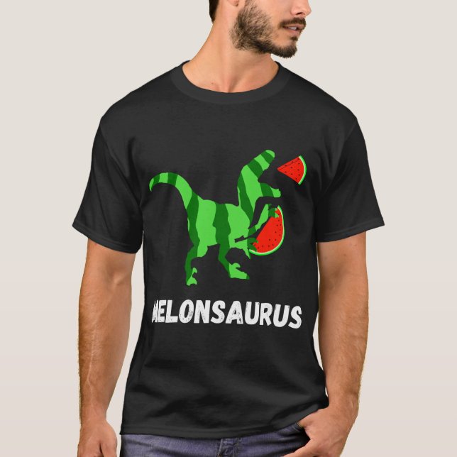Watermelon Dinosaurs Summer Fruit Funny Melon Saur T-Shirt (Front)
