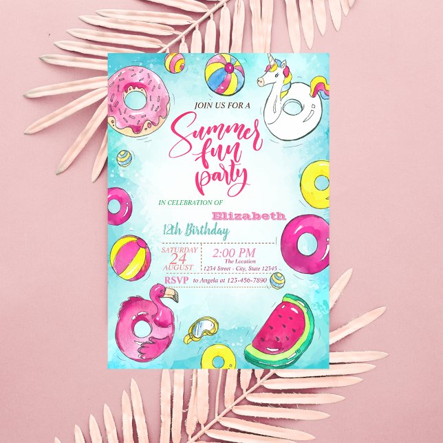 Watermelon, Doughnuts, Summer Birthday Party Invitation (Creator Uploaded)