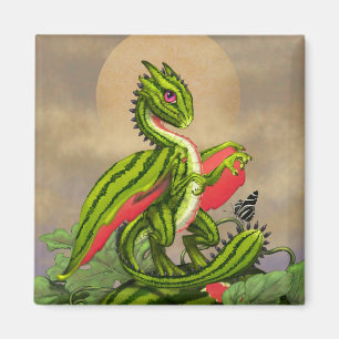 Watermelon Dragon square refrigerator magnet
