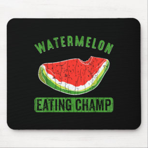 Watermelon Eating Champ Funny Summer Fruit Lover Mouse Mat