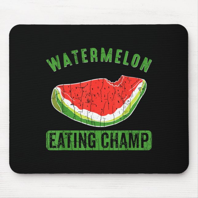 Watermelon Eating Champ Funny Summer Fruit Lover Mouse Mat (Front)