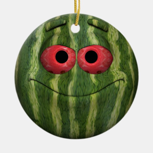 Watermelon Emoticon Ceramic Tree Decoration (Front)