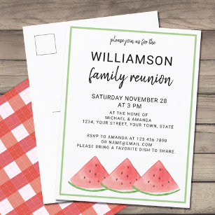Watermelon Family Reunion Invitation Postcard