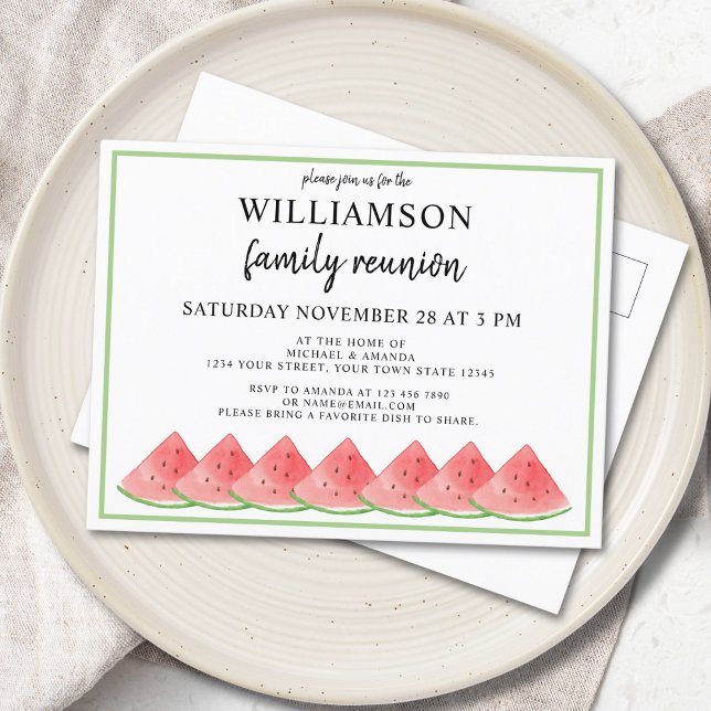 Watermelon Family Reunion Invitation Postcard (Creator Uploaded)