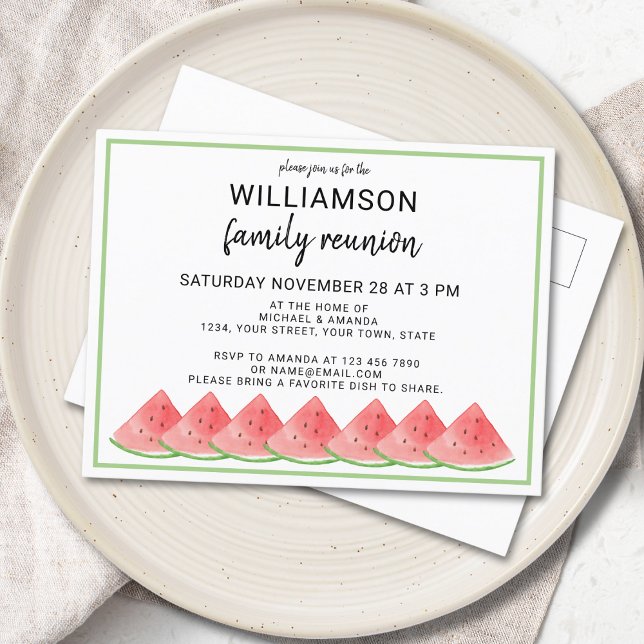 Watermelon Family Reunion Invitation Postcard (Creator Uploaded)