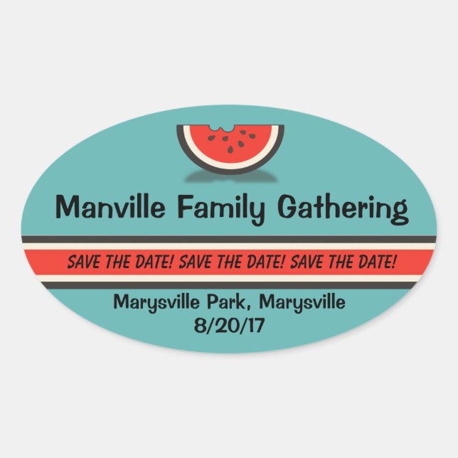 Watermelon Family Reunion Save the Date Stickers (Front)