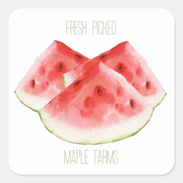Watermelon Farm to Table Square Sticker (Front)