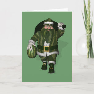 Watermelon Farmer Santa Claus Holiday Card