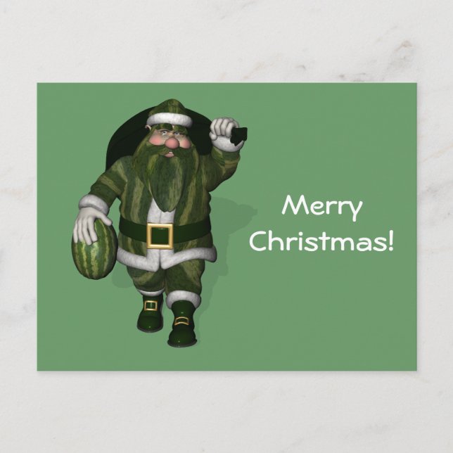 Watermelon Farmer Santa Claus Holiday Postcard (Front)