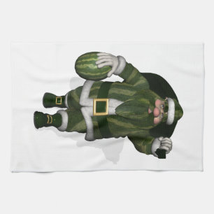 Watermelon Farmer Santa Claus Tea Towel