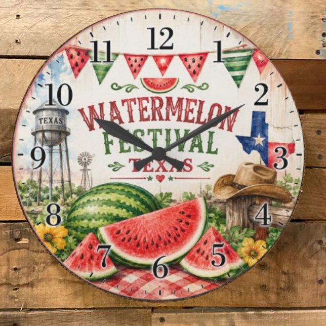 Watermelon Festival Texas Summer Harvest Large Clock (Creator Uploaded)