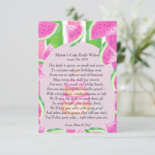 Watermelon First Birthday Cake Knife Poem  Invitation