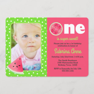 Watermelon First Birthday One is Sweet  Photo Invitation