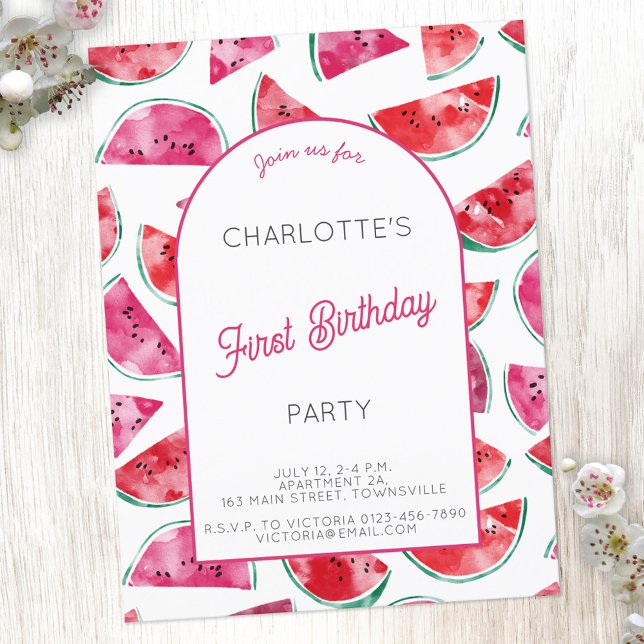 Watermelon First Birthday Party Postcard (Creator Uploaded)