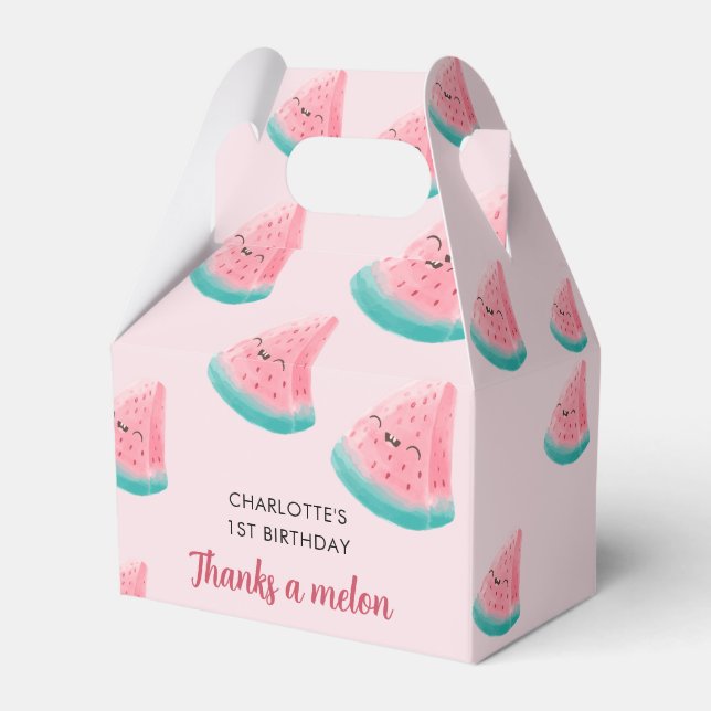 Watermelon First Birthday Thanks a Melon Favour Box (Front Side)