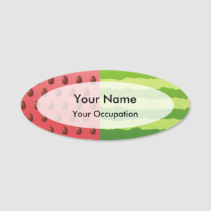 Watermelon Flag 3.0" X 1.25" Oval Name Tag