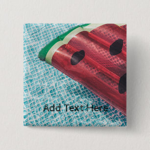 Watermelon Float in Swimming Pool 15 Cm Square Badge