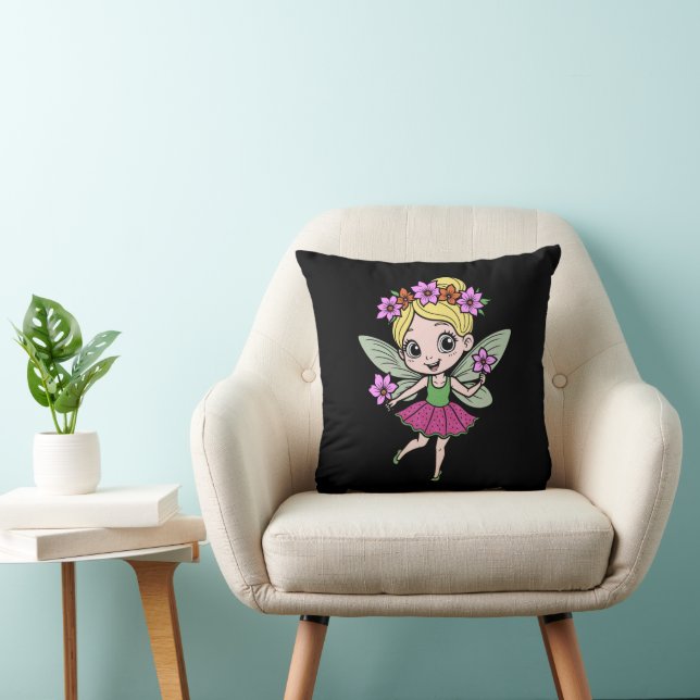 Watermelon Flower Fairy Throw Pillow (Chair)