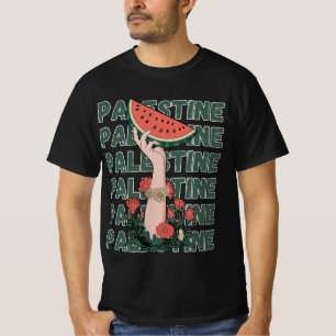 watermelon, flowers, and free palestine Repeat  T-Shirt