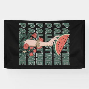 watermelon, flowers, and palestine text Repeat Banner
