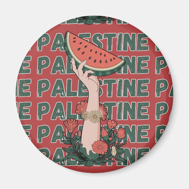 watermelon, flowers, and  palestine text Repeat  Magnet (Front)