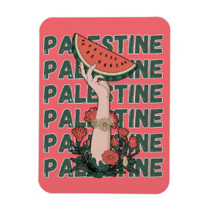 watermelon, flowers, and palestine text Repeat Magnet