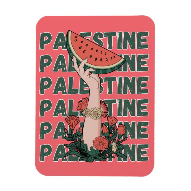 watermelon, flowers, and  palestine text Repeat  Magnet (Vertical)