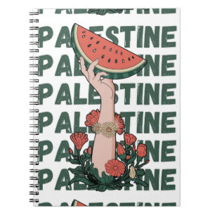 watermelon, flowers, and palestine text Repeat Notebook