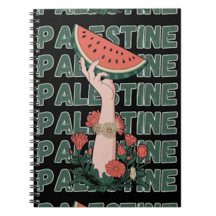 watermelon, flowers, and palestine text Repeat Notebook