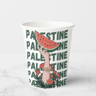 watermelon, flowers, and palestine text Repeat Paper Cups
