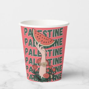 watermelon, flowers, and  palestine text Repeat  Paper Cups