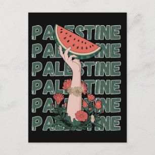 watermelon, flowers, and  palestine text Repeat  Postcard