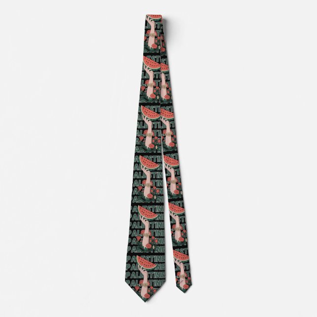 watermelon, flowers, and  palestine text Repeat  Tie (Front)