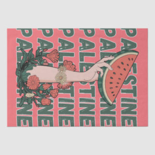 watermelon, flowers, and palestine text Repeat Tissue Paper