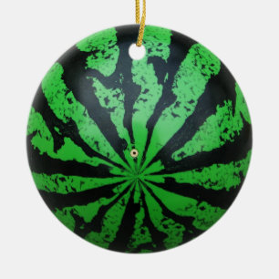 Watermelon Football / Soccer Ball Ceramic Tree Decoration