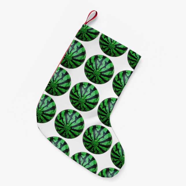 Watermelon Football / Soccer Ball Small Christmas Stocking (Front (Hanging))