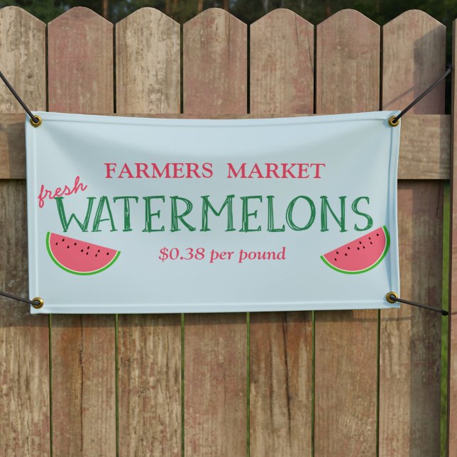 Watermelon For Sale Advertising Business Banner (Be the envy of your fellow farmers and snag yourself a banner that's as fresh as your produce!)