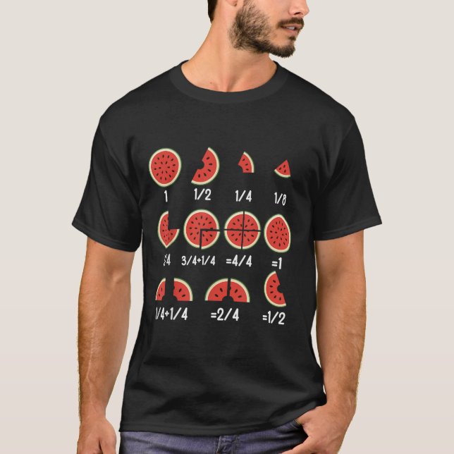 Watermelon Fraction Math Teachers Back To School E T-Shirt (Front)