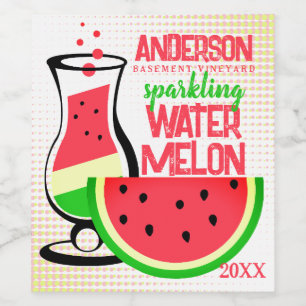 Watermelon fruit homemade wine personalised wine label