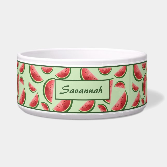 Watermelon Fruit Pattern On Green With Custom Name (Front)