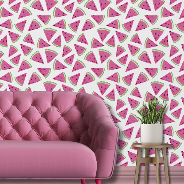 Watermelon fruit pattern wallpaper (Pink watermelon wallpaper)