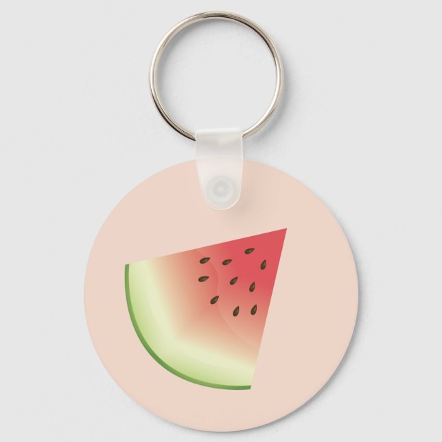 Watermelon Fruit Slice Cartoon Illustration Key Ring (Front)