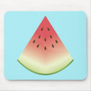 Watermelon Fruit Slice Illustration On Blue Mouse Mat